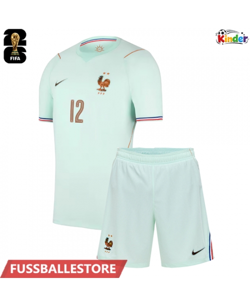 Günstige Frankreich Randal Kolo Muani #12 Auswärts Trikotsatzt Kinder WM 2026 Kurzarm (+ Kurze Hosen)